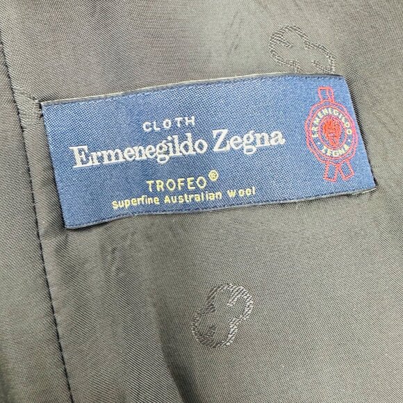 Vtg Escada Navy White Pinstripe Ermenegildo Zegna Wool & Silk Blazer Jacket 36 - Picture 5 of 7